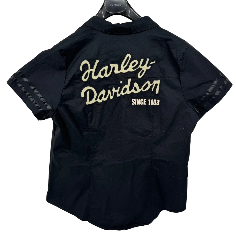 Harley-Davidson Woven Zip Shirt Womens 2XL Black Embroidered 96267-23VW